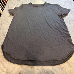 Lands End Womens XL Tall Grey Striped Short Sleeve High Low Hem T-Shirt